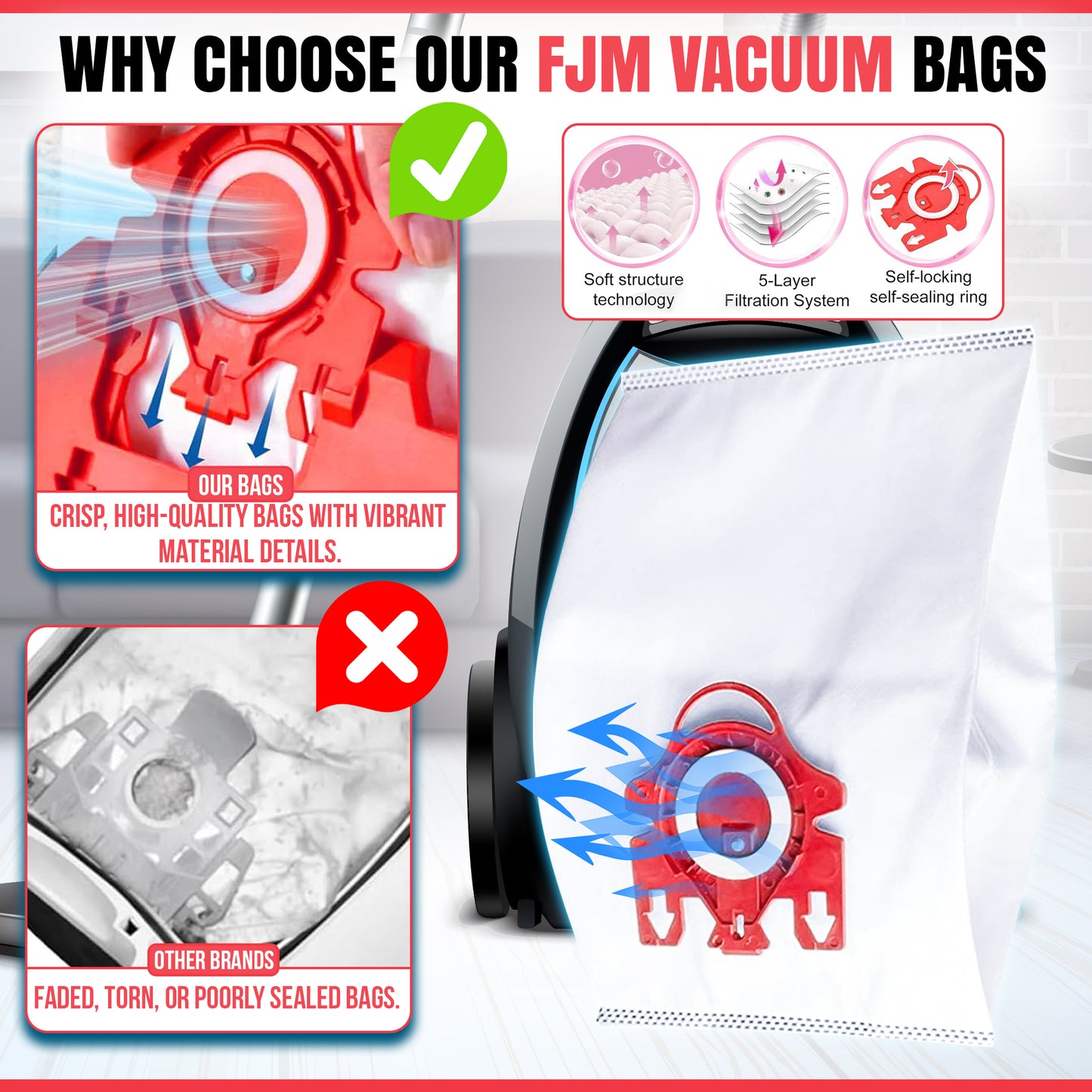 3D Vacuum Dust Bags (1- Pack).